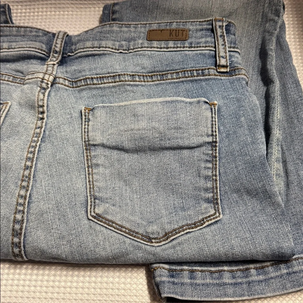 Kut From The Kloth High Rise Crop Straight Leg Jeans Light Distressed Wash Sz 10 - Picture 8 of 16